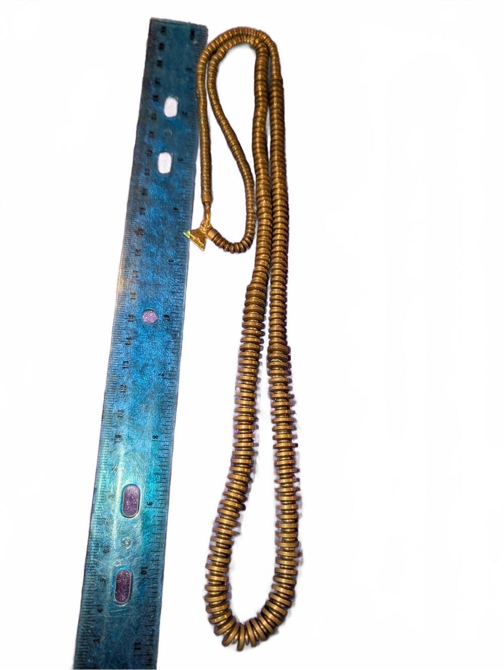 Serefina Vintage Gold Tone Disk Beaded Necklace